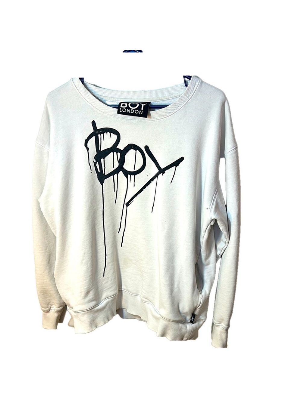 White BOY London Sweatshirt size M drip logo graffiti - Picture 2 of 11